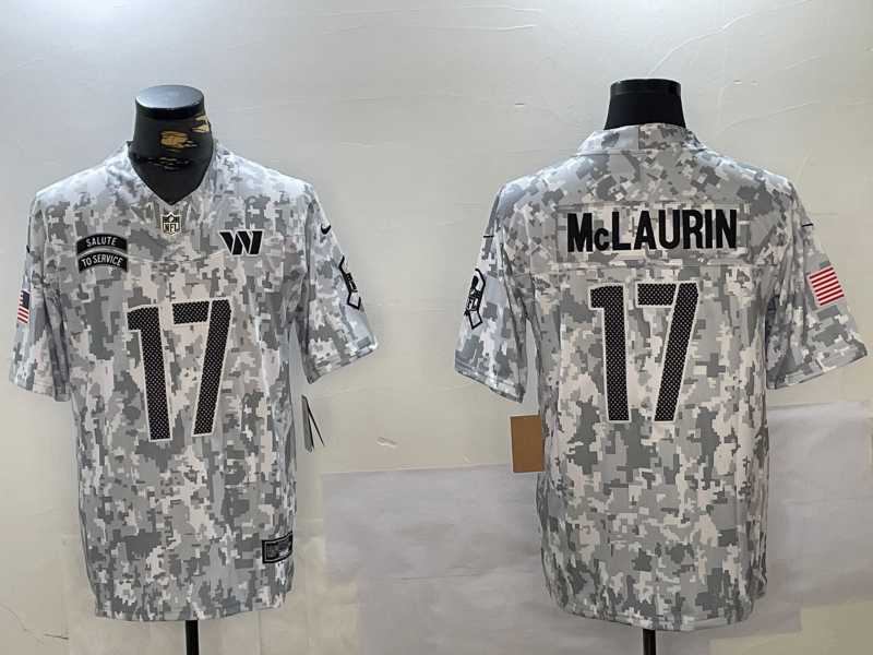 Mens Washington Commanders #17 Terry McLaurin Arctic Camo 2024 FUSE Salute to Service Limited Stitched Jersey Dzhi